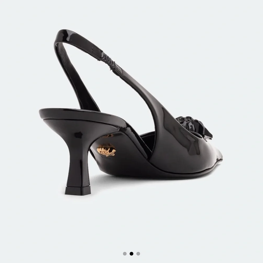 Authentic Versace Black Kitten Heel Pumps with medusa head - Picture 3 of 15